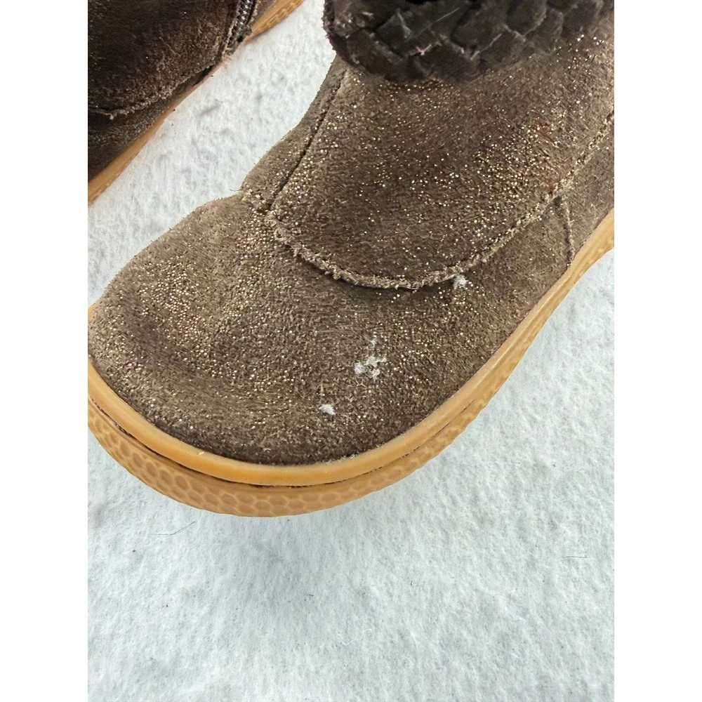 Livie & Luca Calliope Mocha Brown Sparkle Leather Boots Girls Size 7 Toddler